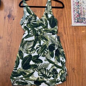 H&M faux wrap palm print dress